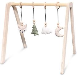 Blank houten babygym , met bosdieren hangers , speelboog massief hout | toddie.nl
